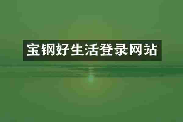 宝钢好生活登录网站