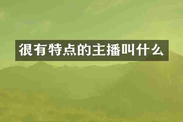 很有特点的主播叫什么