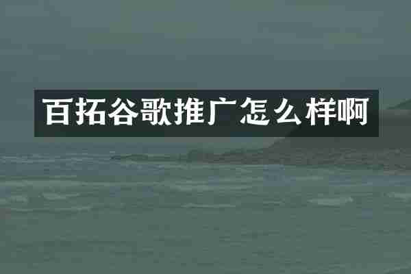 百拓谷歌推广怎么样啊