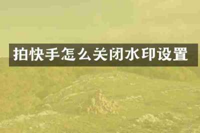 拍快手怎么关闭水印设置