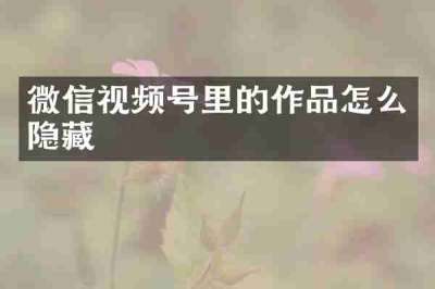 微信视频号里的作品怎么隐藏
