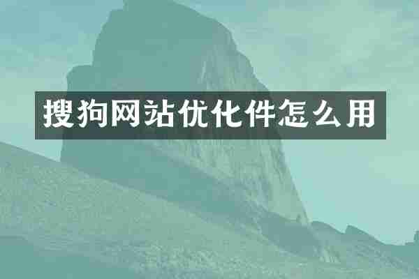 搜狗网站优化件怎么用