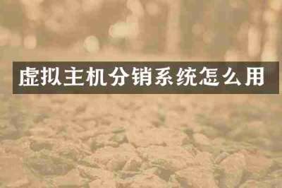 虚拟主机分销系统怎么用
