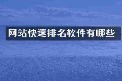 网站快速排名软件有哪些