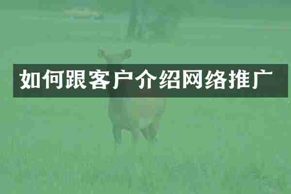 如何跟客户介绍网络推广