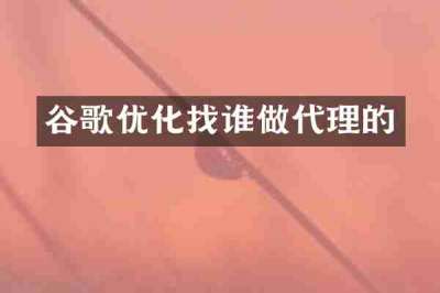 谷歌优化找谁做代理的