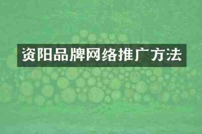 资阳品牌网络推广方法
