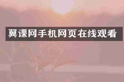 翼课网手机网页在线观看