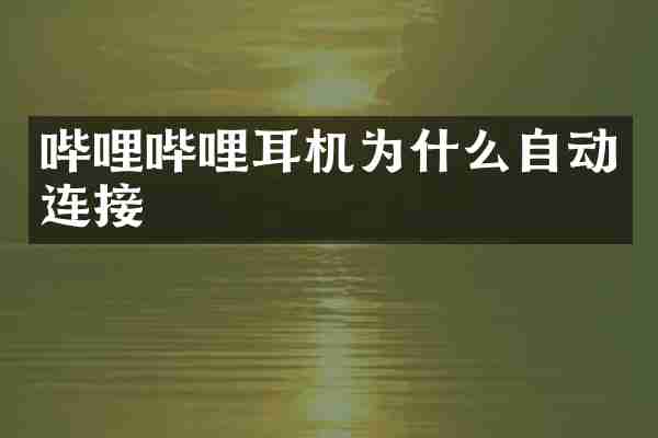 哔哩哔哩耳机为什么自动连接