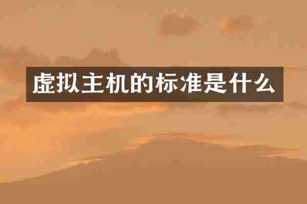 虚拟主机的标准是什么