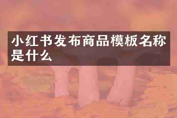 小红书发布商品模板名称是什么