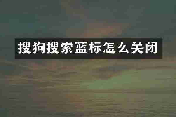 搜狗搜索蓝标怎么关闭