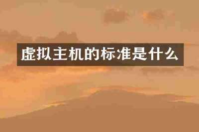 虚拟主机的标准是什么