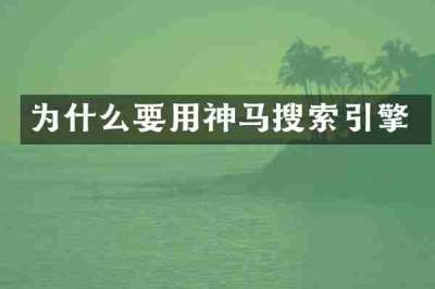 为什么要用神马搜索引擎