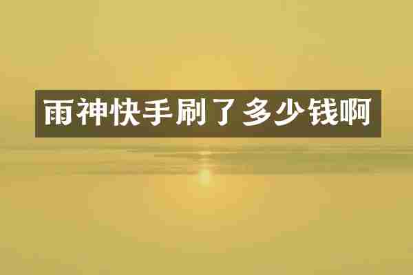 雨神快手刷了多少钱啊