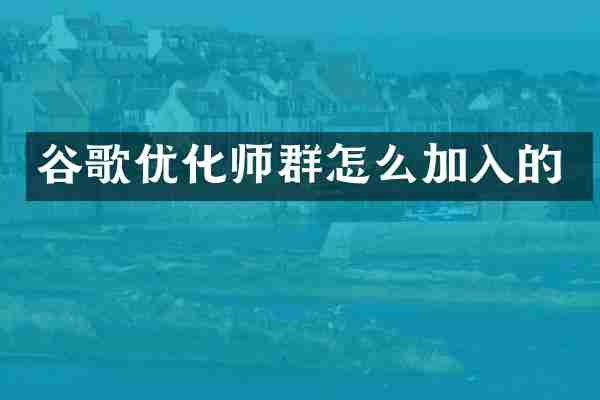 谷歌优化师群怎么加入的