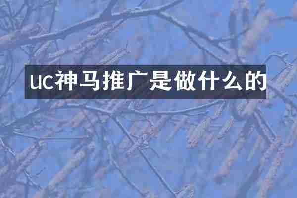 uc神马推广是做什么的