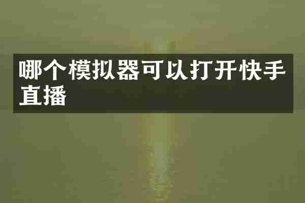 哪个模拟器可以打开快手直播