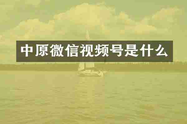 中原微信视频号是什么