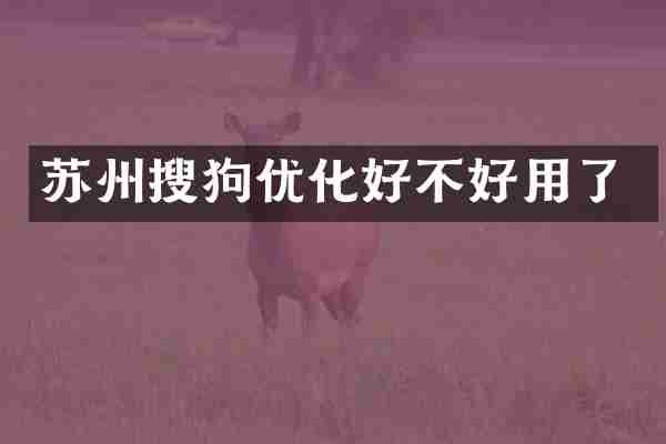 苏州搜狗优化好不好用了