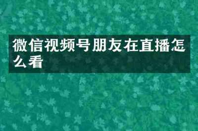 微信视频号朋友在直播怎么看