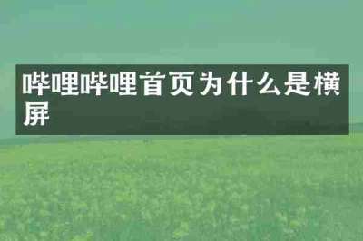 哔哩哔哩首页为什么是横屏