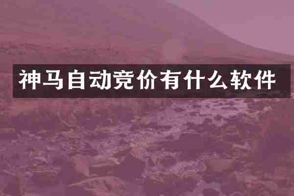 神马自动竞价有什么软件