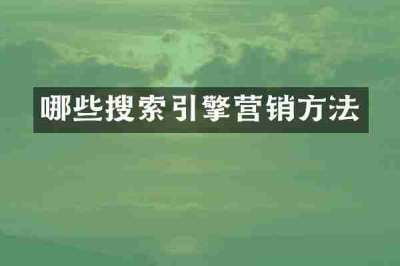 哪些搜索引擎营销方法