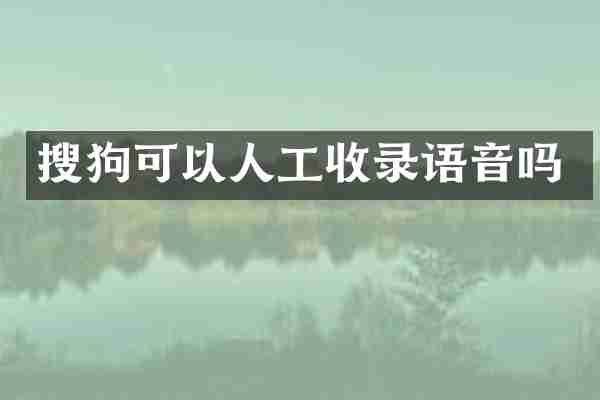 搜狗可以人工收录语音吗