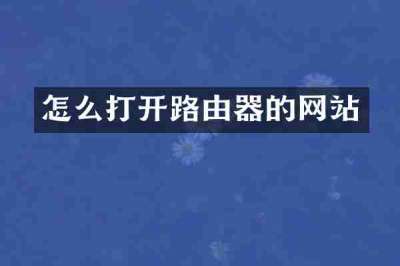怎么打开路由器的网站