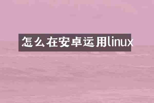 怎么在安卓运用linux