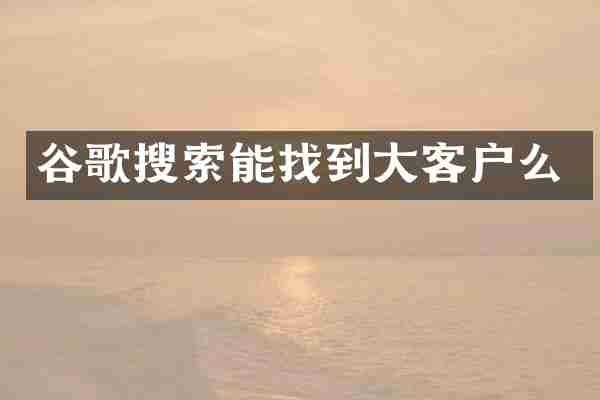 谷歌搜索能找到大客户么