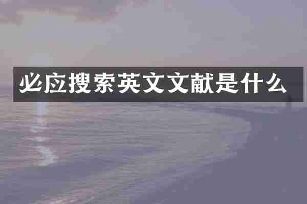 必应搜索英文文献是什么