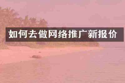 如何去做网络推广新报价