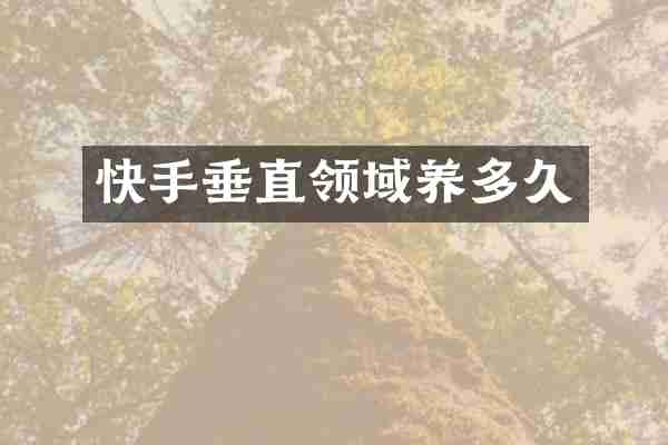 快手垂直领域养多久