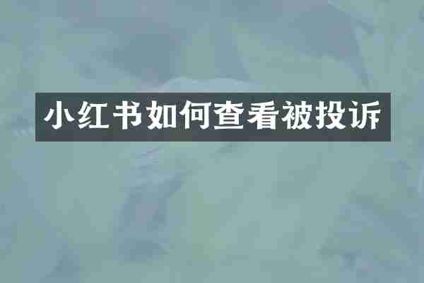 小红书如何查看被投诉