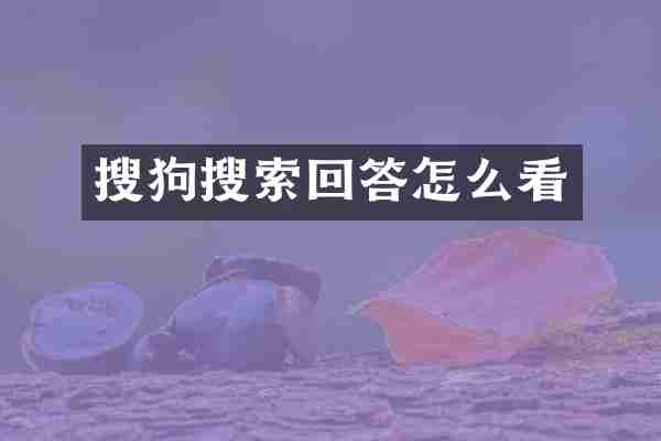 搜狗搜索回答怎么看