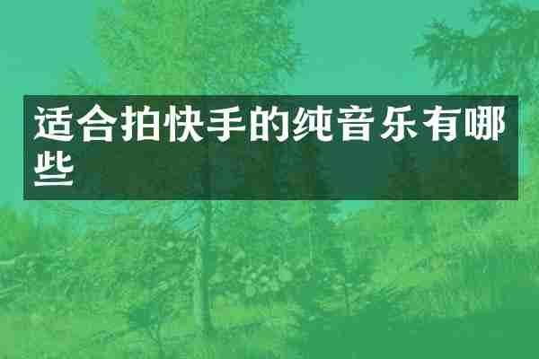 适合拍快手的纯音乐有哪些