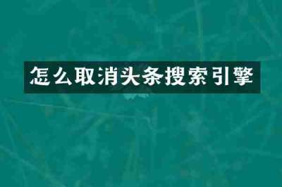 怎么取消头条搜索引擎