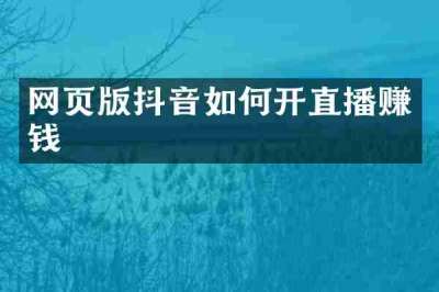 网页版抖音如何开直播赚钱
