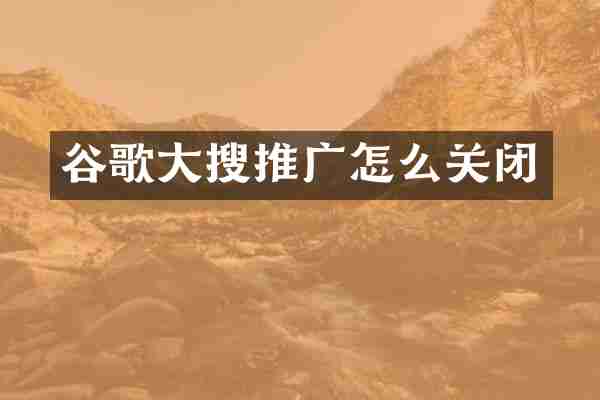 谷歌大搜推广怎么关闭