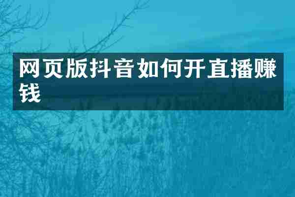 网页版抖音如何开直播赚钱