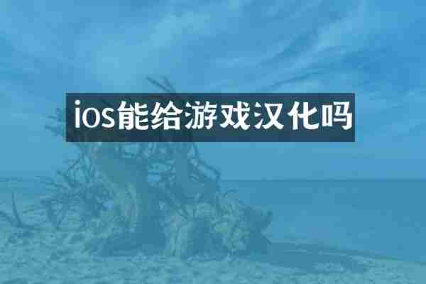 ios能给游戏汉化吗