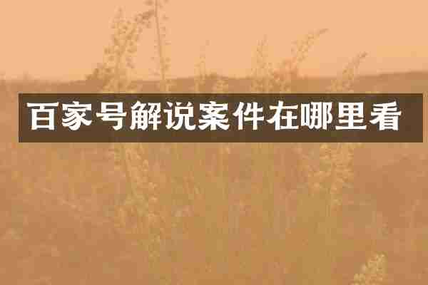 百家号解说案件在哪里看