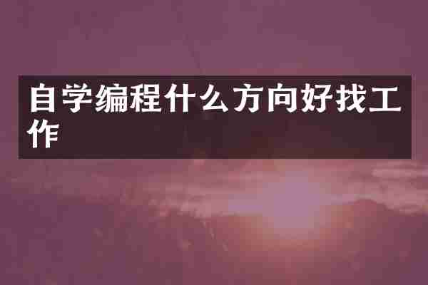 自学编程什么方向好找工作