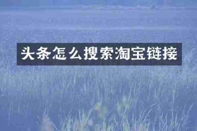 头条怎么搜索淘宝链接