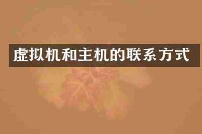 虚拟机和主机的联系方式