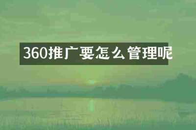 360推广要怎么管理呢