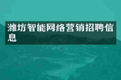 潍坊智能网络营销招聘信息