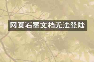 网页石墨文档无法登陆
